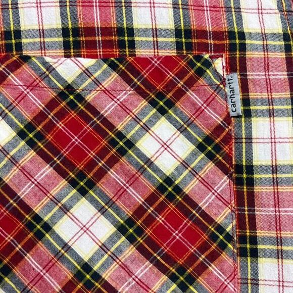 Carhartt Shirt Mens Large Red Button Down Plaid Long Sleeve Collared Western - Picture 7 of 8